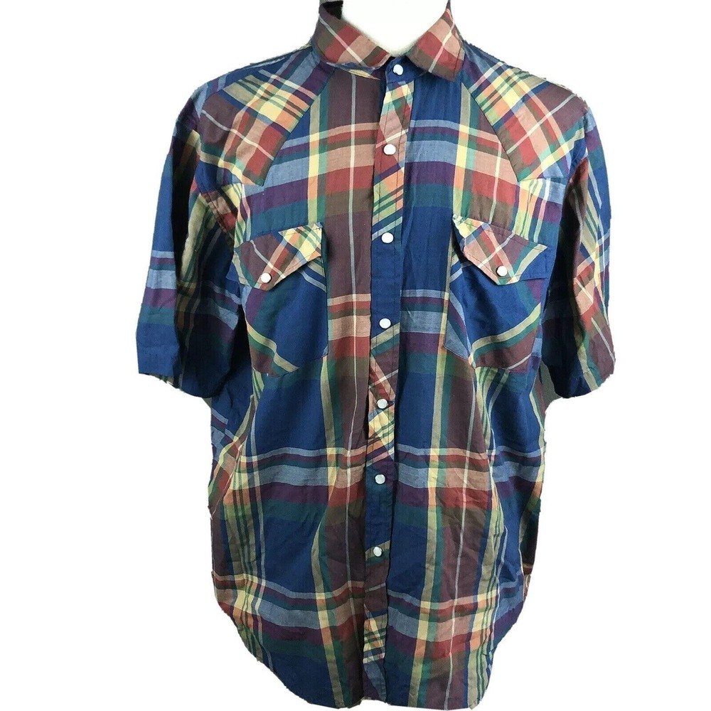 Saddlebrook Western Wear Vintage 80s Cowboy Rodeo Shirt XL Pearl‎ Snaps Rancher